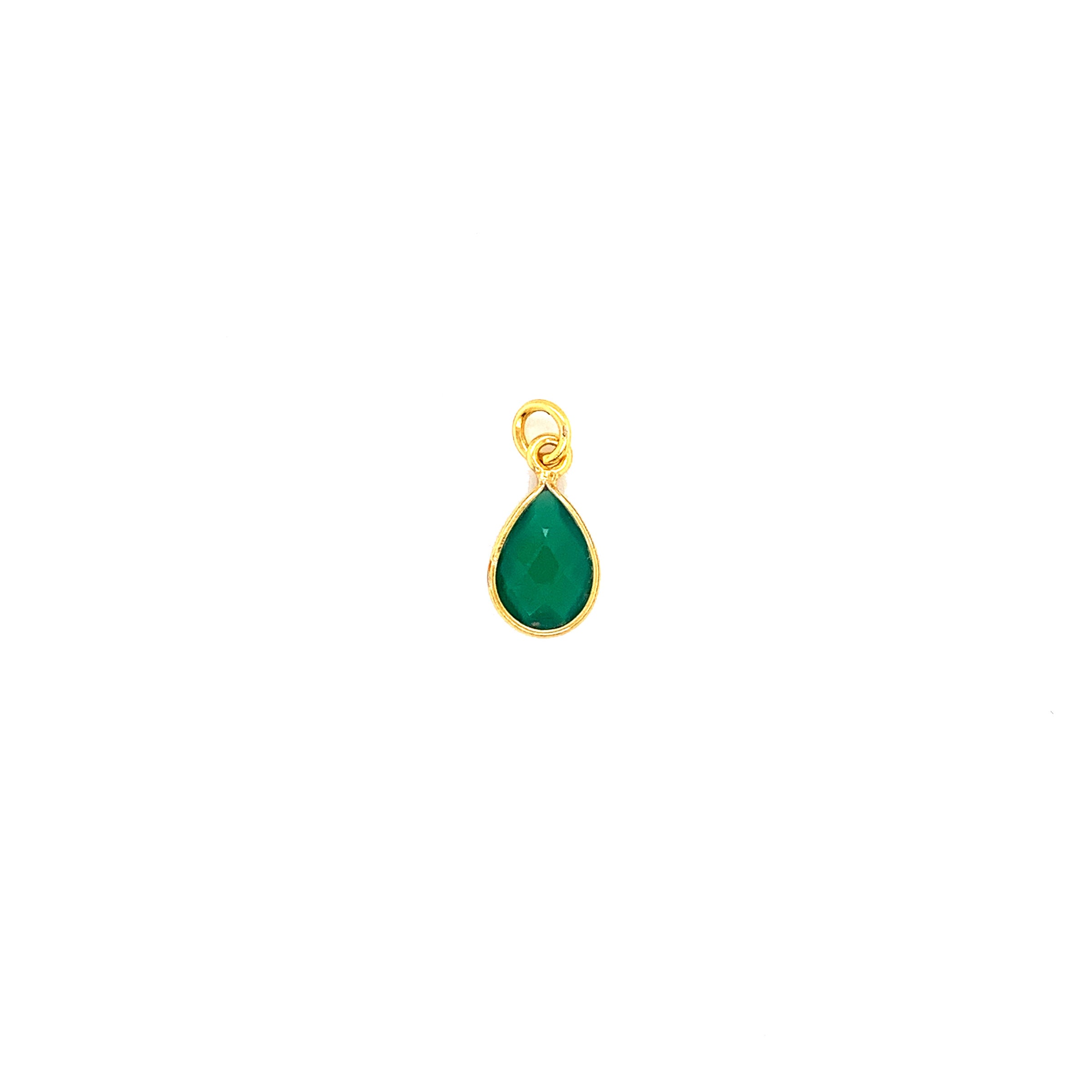 Teardrop Green Onyx Pendant - Gold Plated