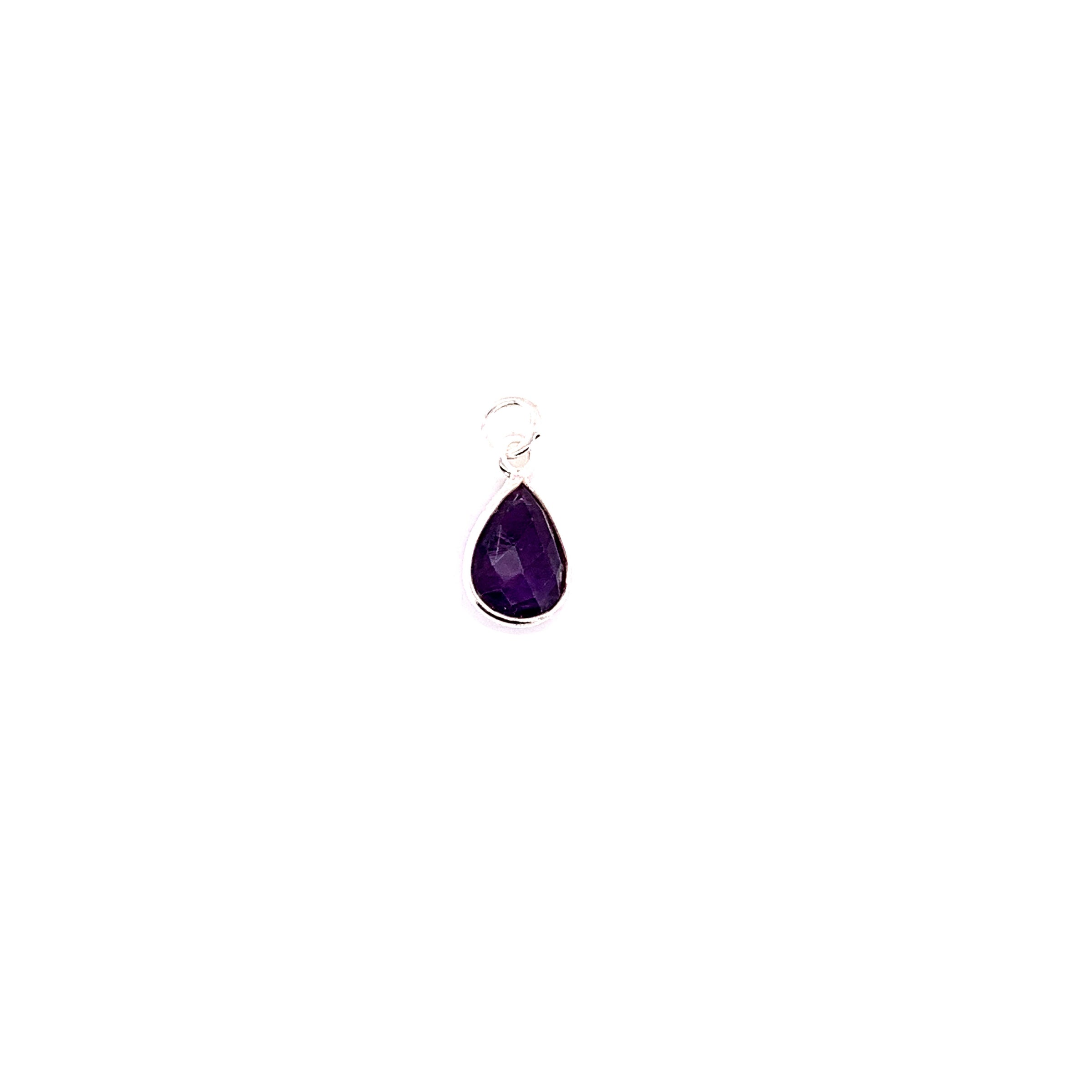 Teardrop Amethyst Pendant - Silver Plated