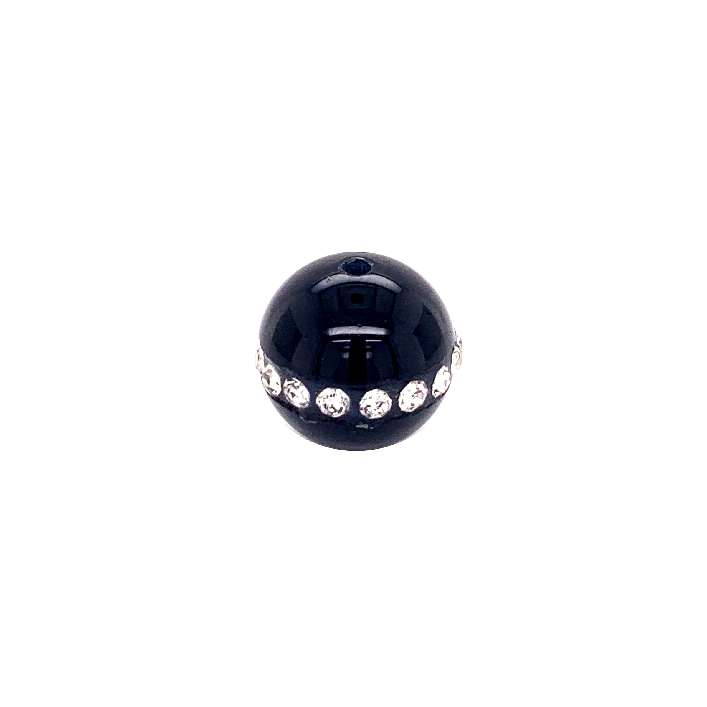 10mm Black Onyx with Rhinestone Bead