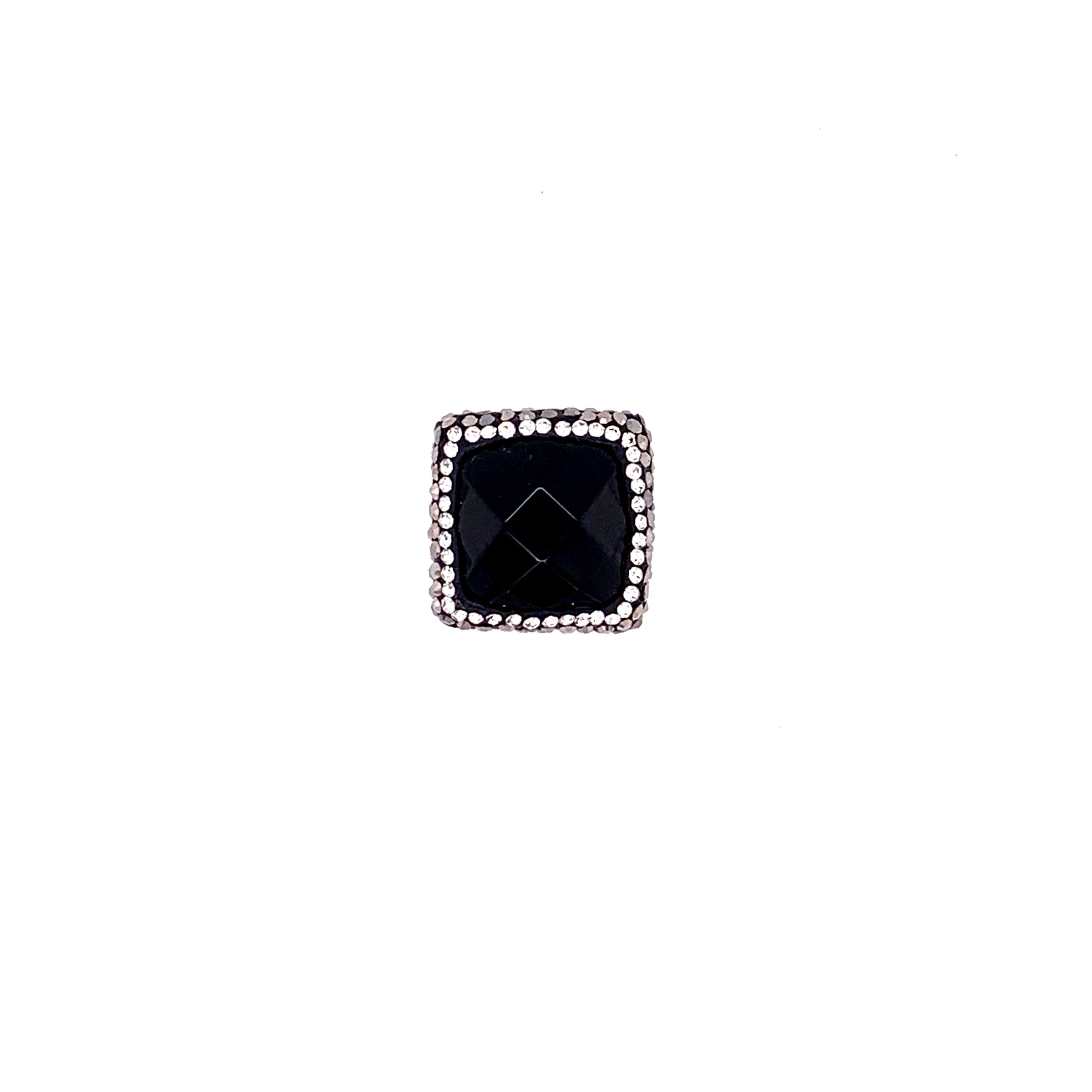 CZ Black Agate Square Cabochon
