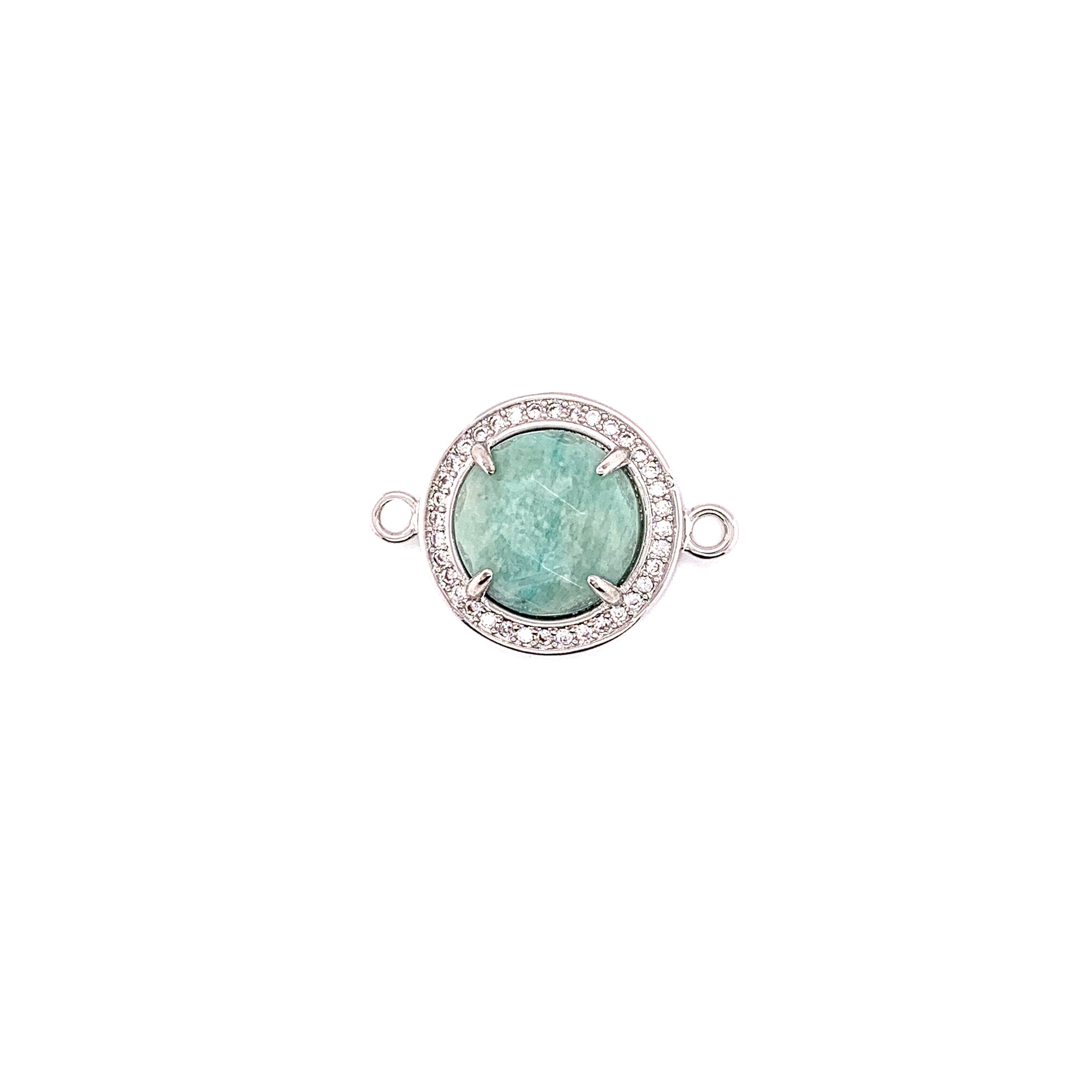 Amazonite Stone Connector with Crystal