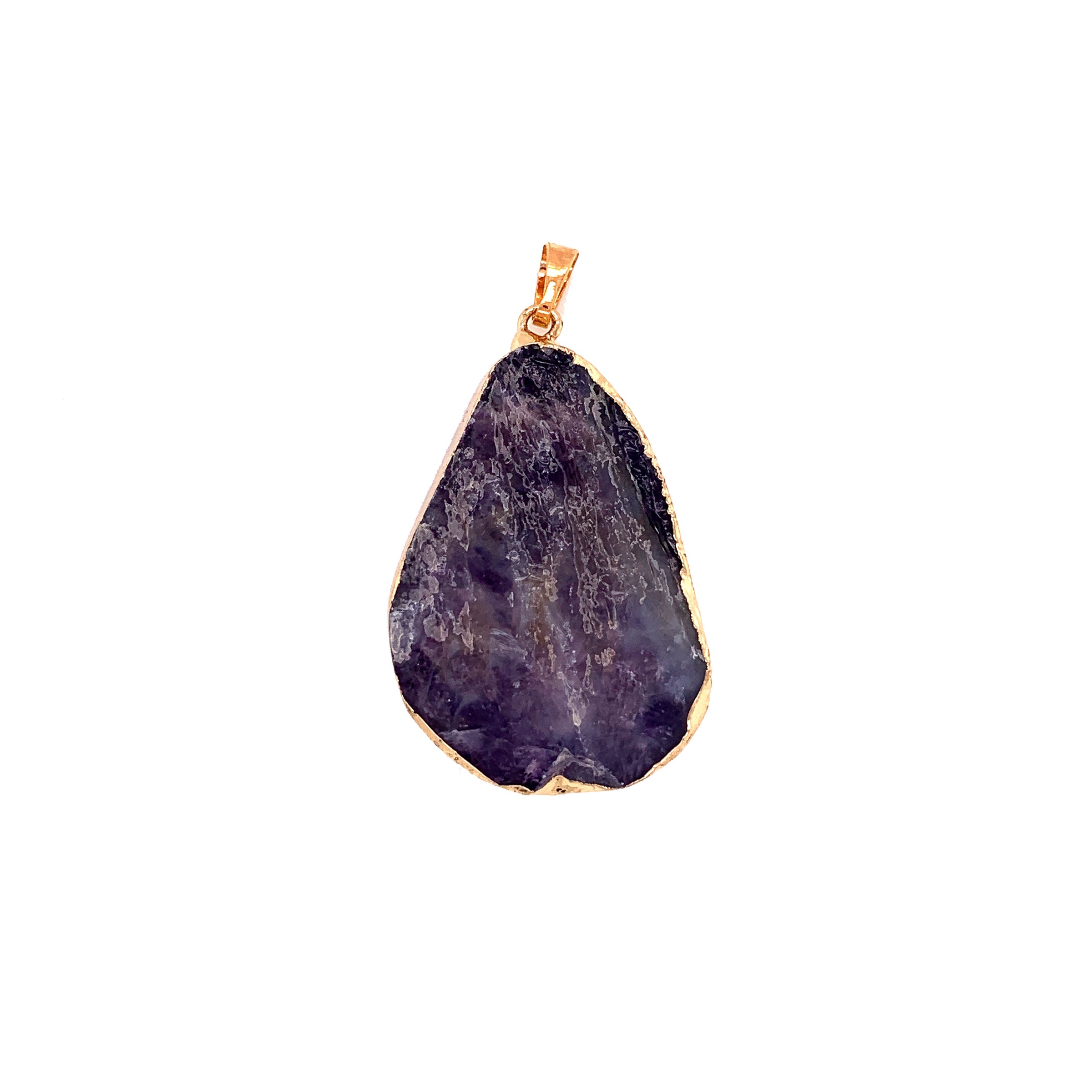 Teardrop Amethyst Pendant with Brass Bail
