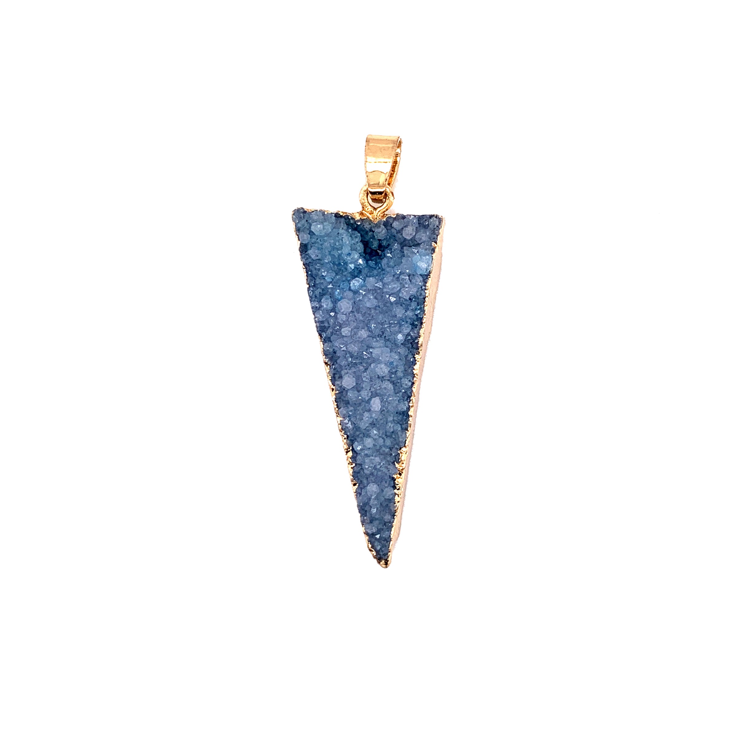 Large Teal/Blue Triangle Natural Agate Druzy Pendant