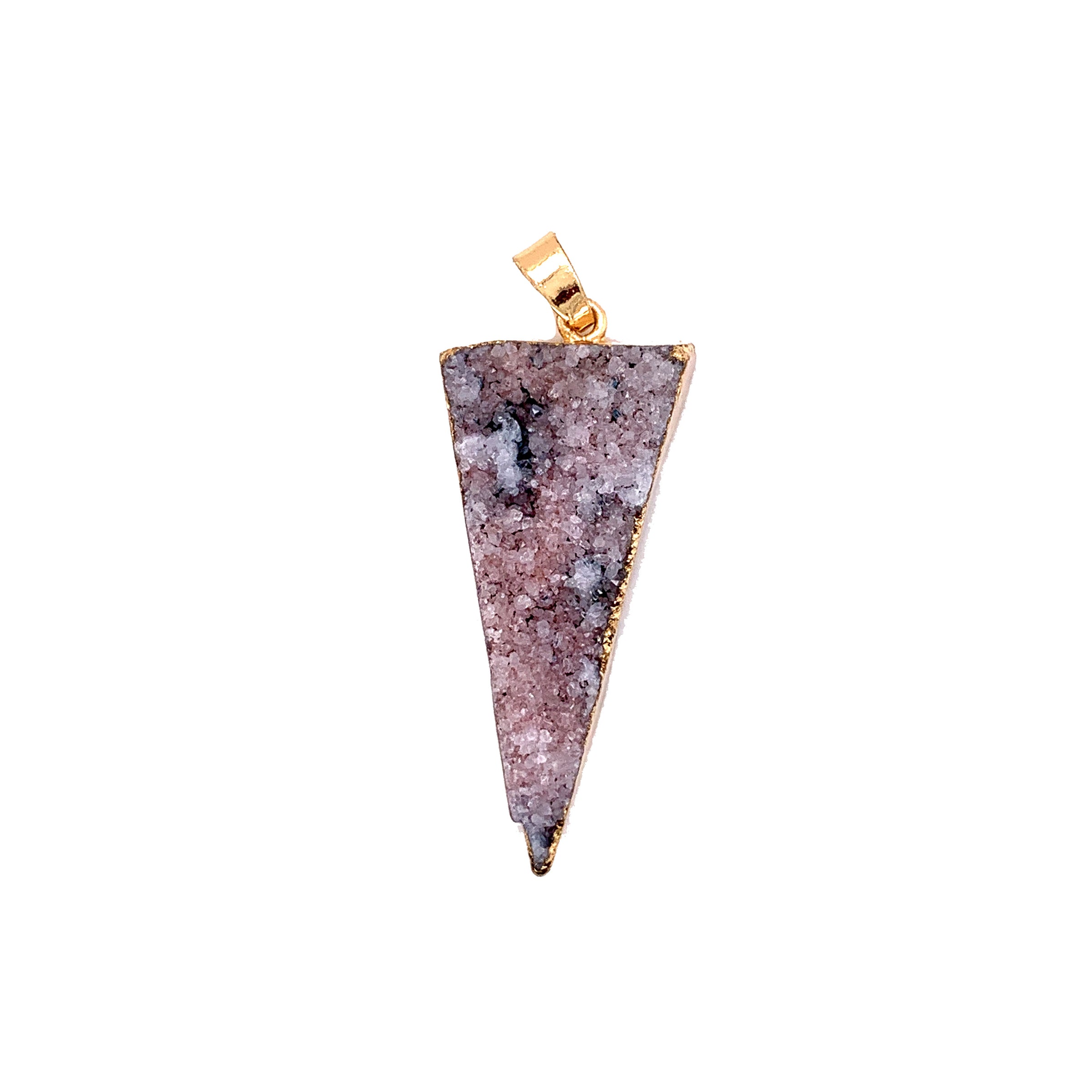 Large Gray Triangle Natural Agate Druzy Pendant