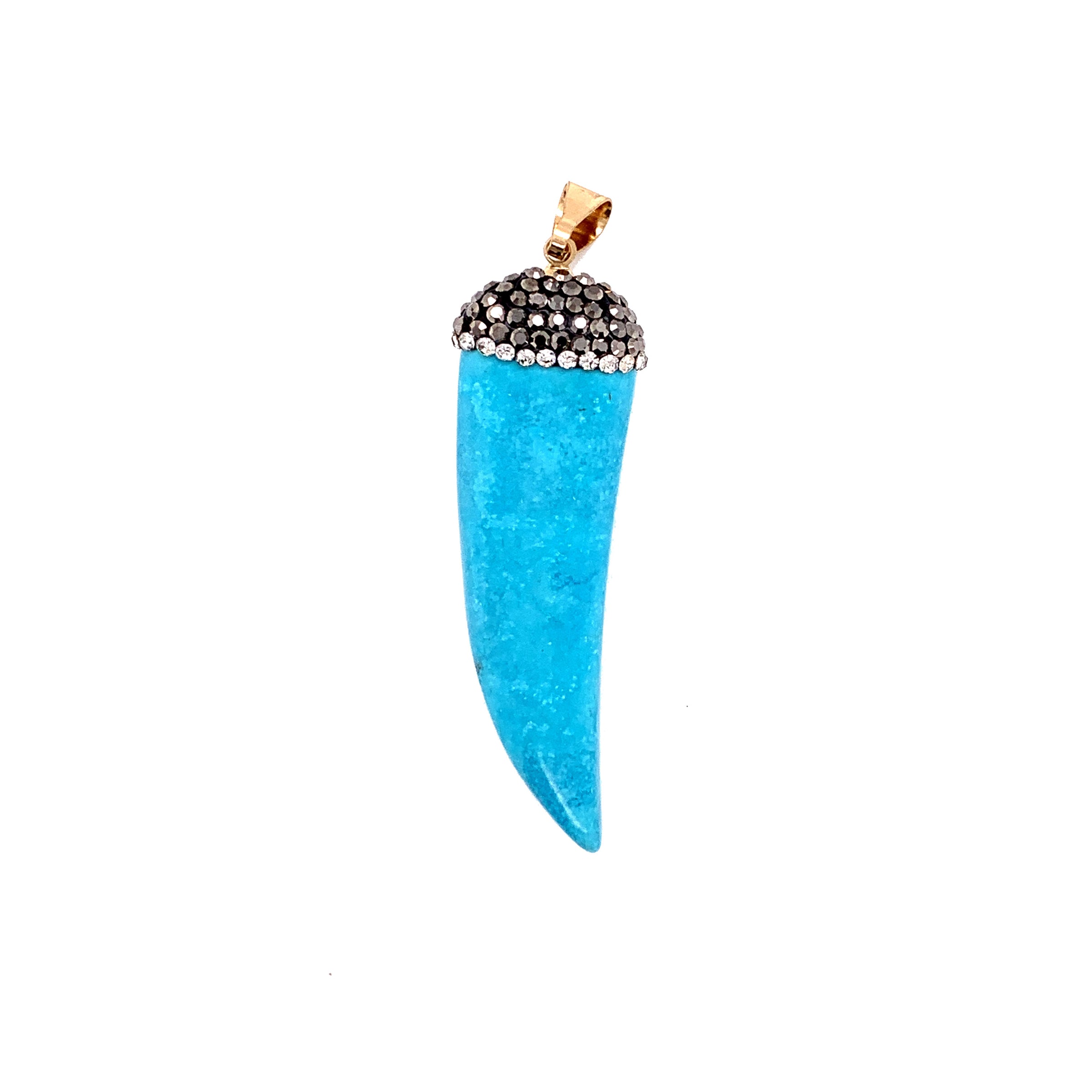 Turquoise Horn Pendant With Crystal