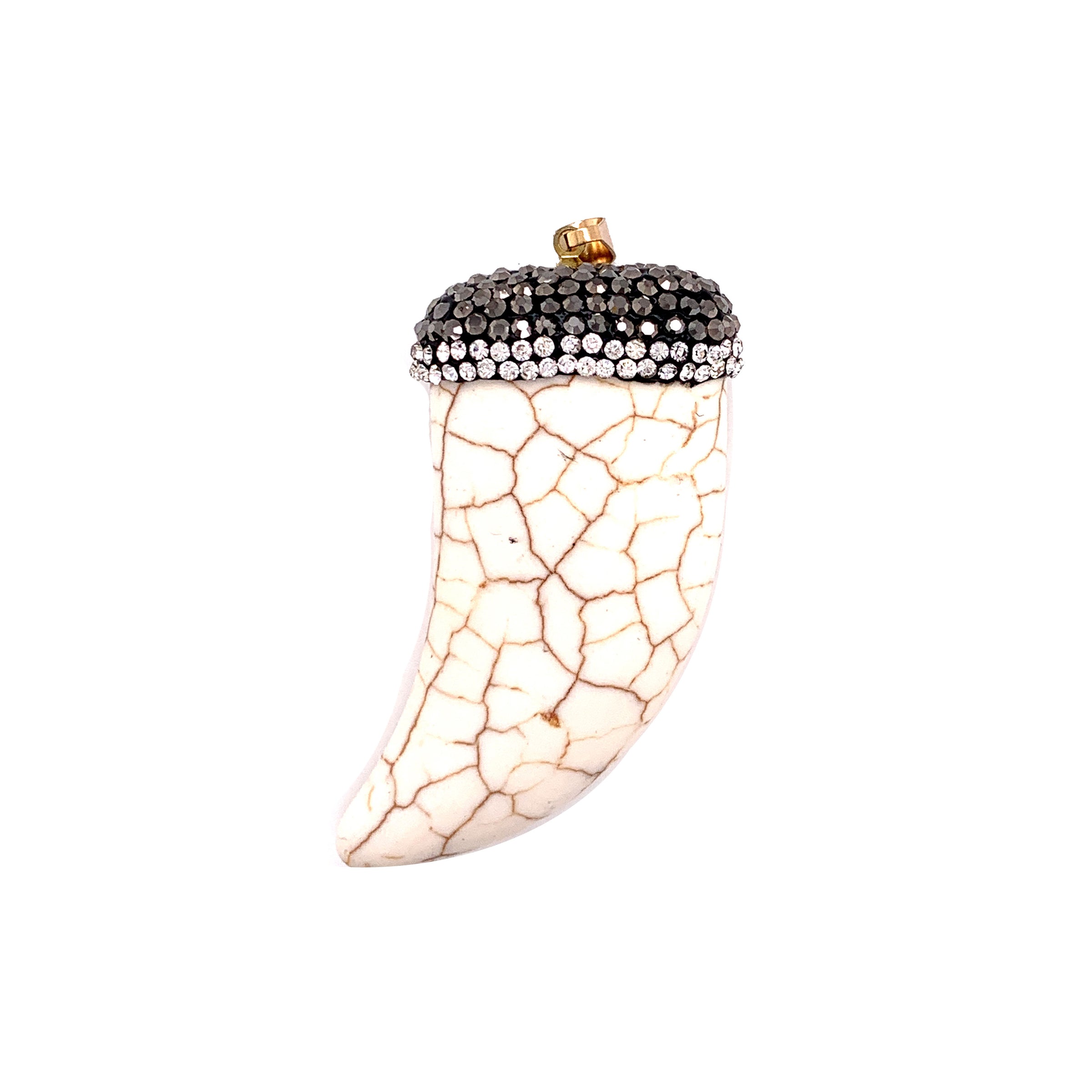Large White Howlite Pendant With Crystal