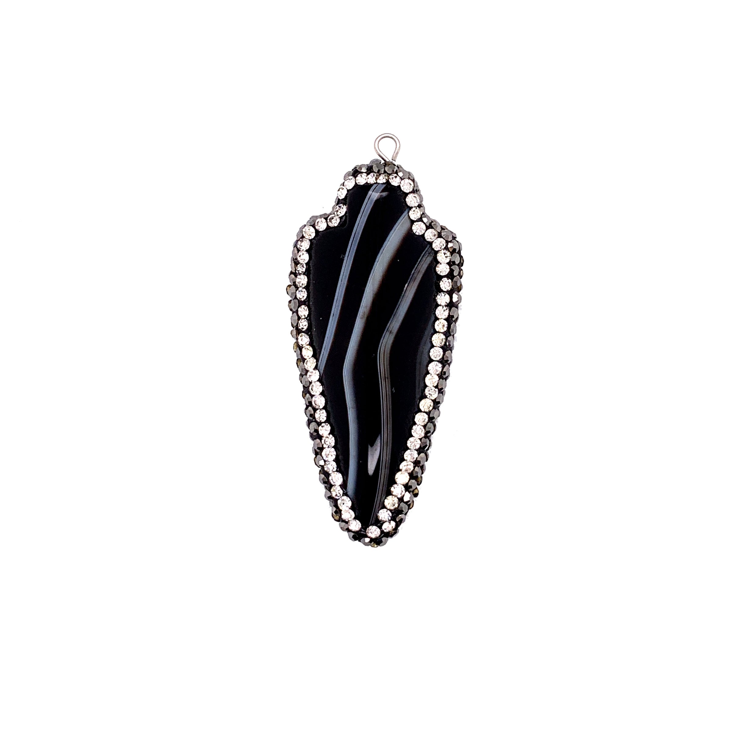 Black Agate Druzy Pendant With Crystal