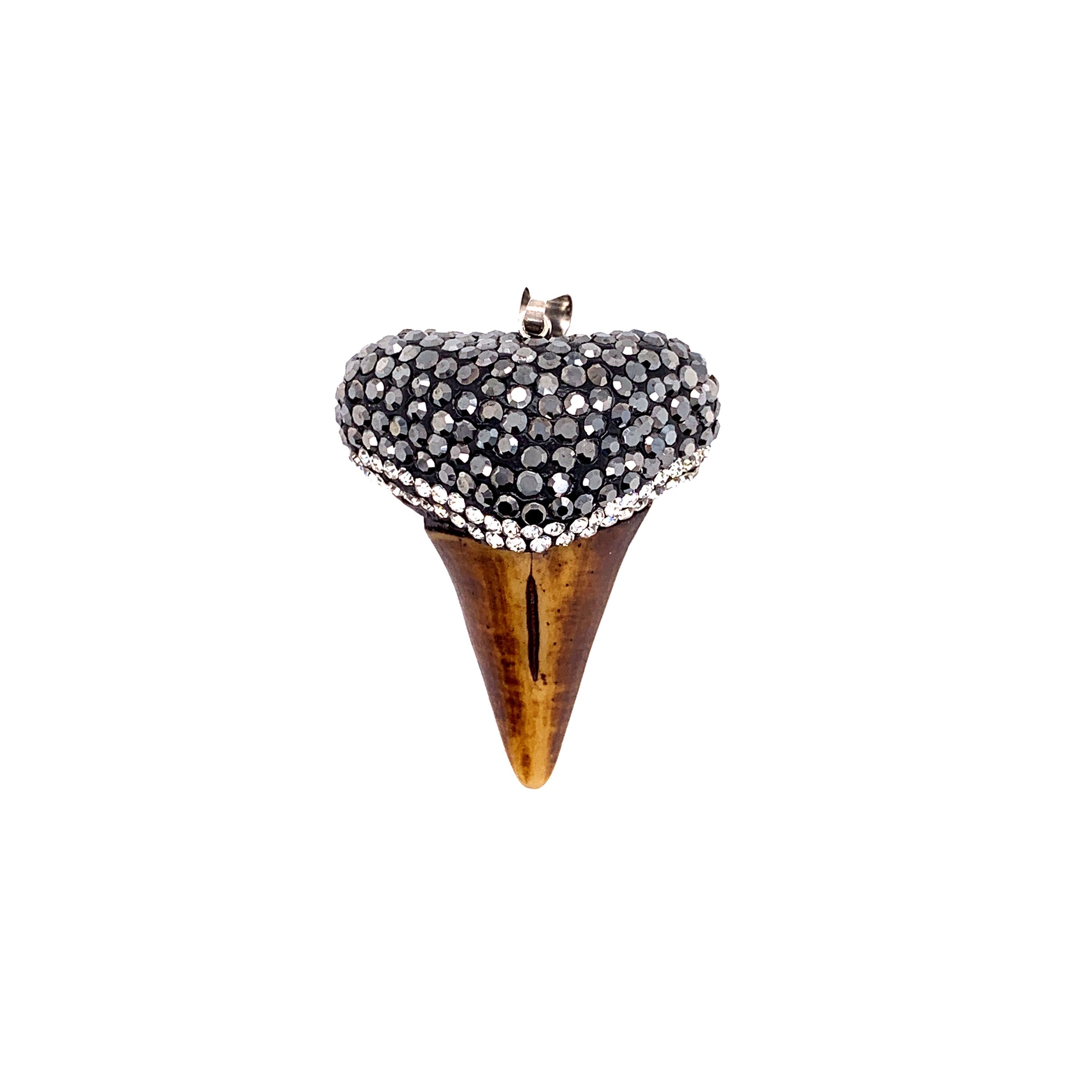 Resin Shark Tooth Pendant with CZ Crystal