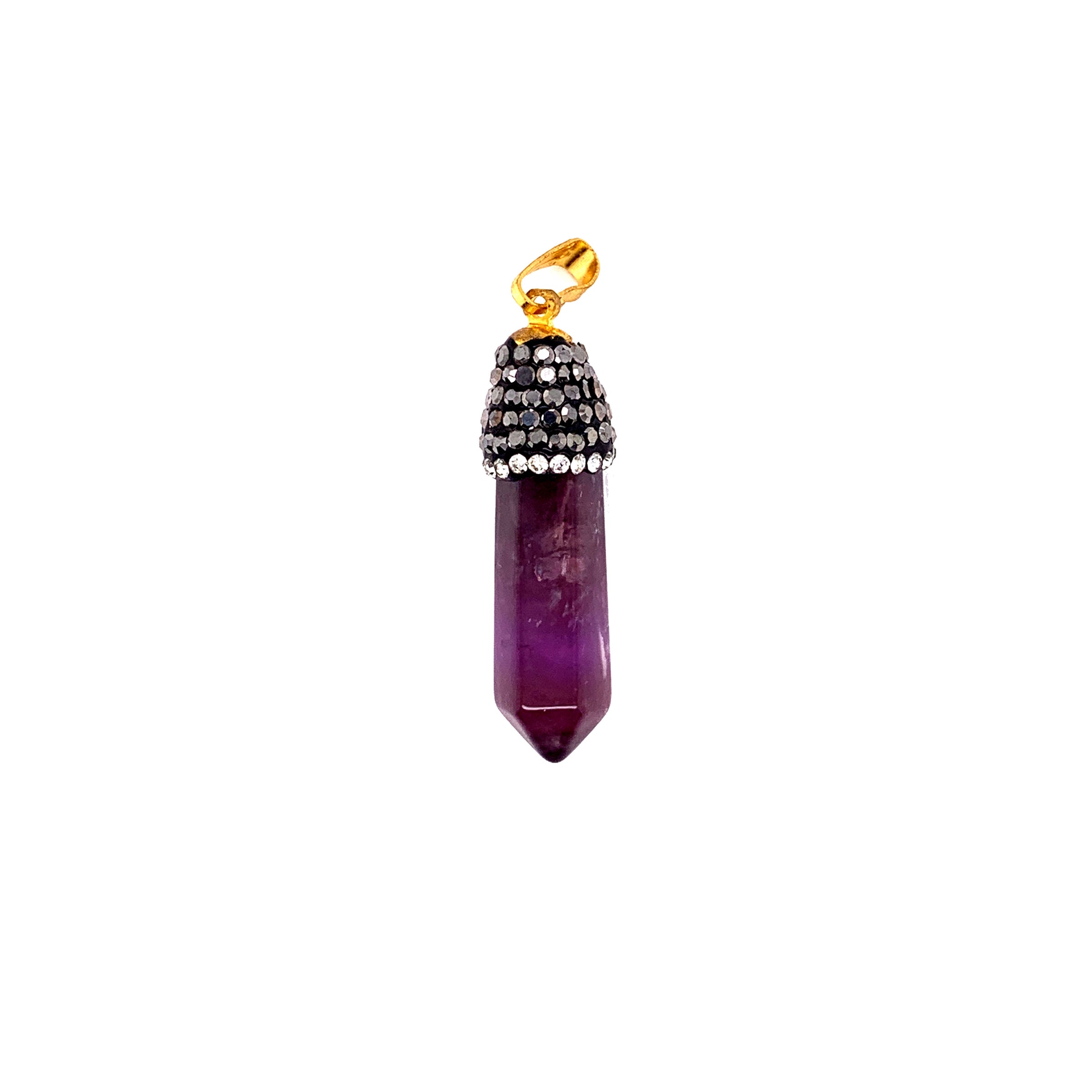 Amethyst Stone Pendant With Crystal