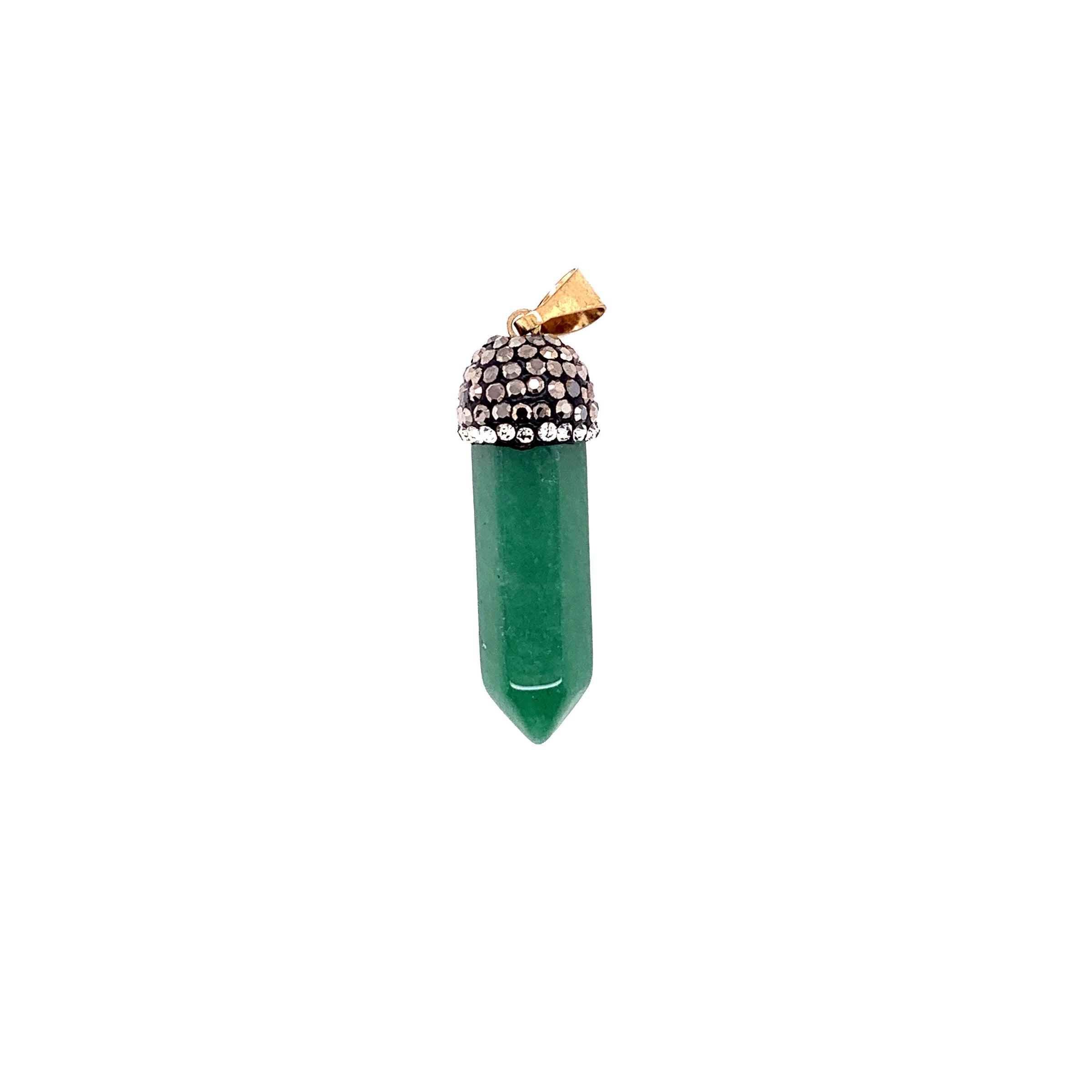 Green Aventurine Stone Pendant With Crystal