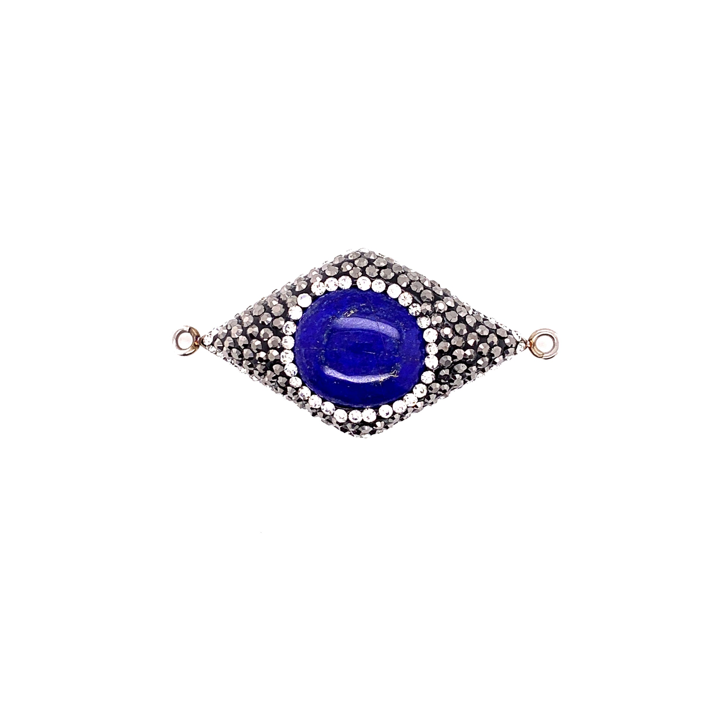 Lapis Connector with Pave Crystal
