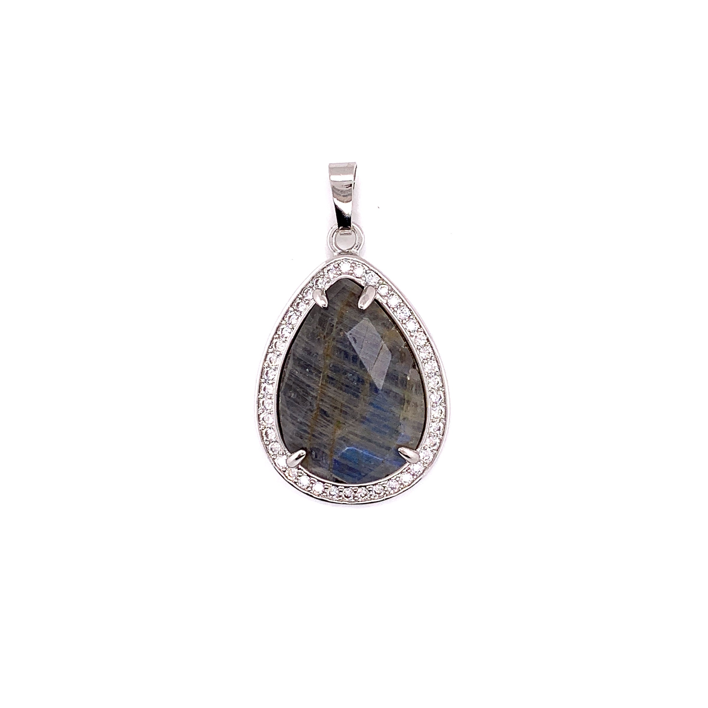 Labradorite Stone Pendant With Crystal