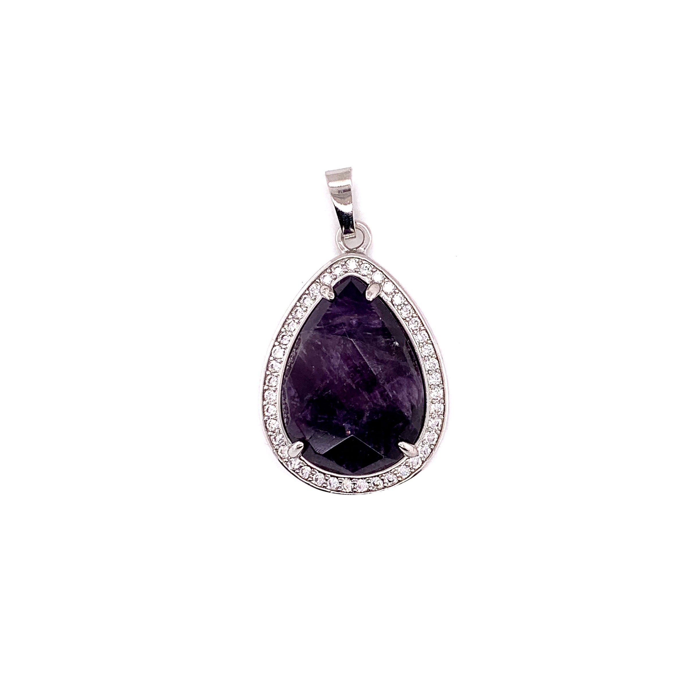 Amethyst Stone Pendant With Crystal