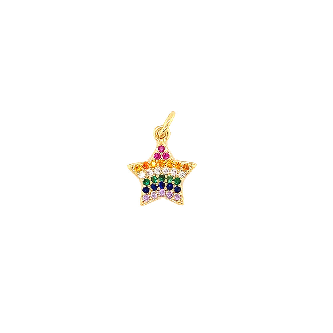 Rainbow CZ Star - Gold Plated