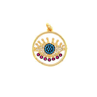 CZ Light Blue Evil Eye Pendant - Gold Plated