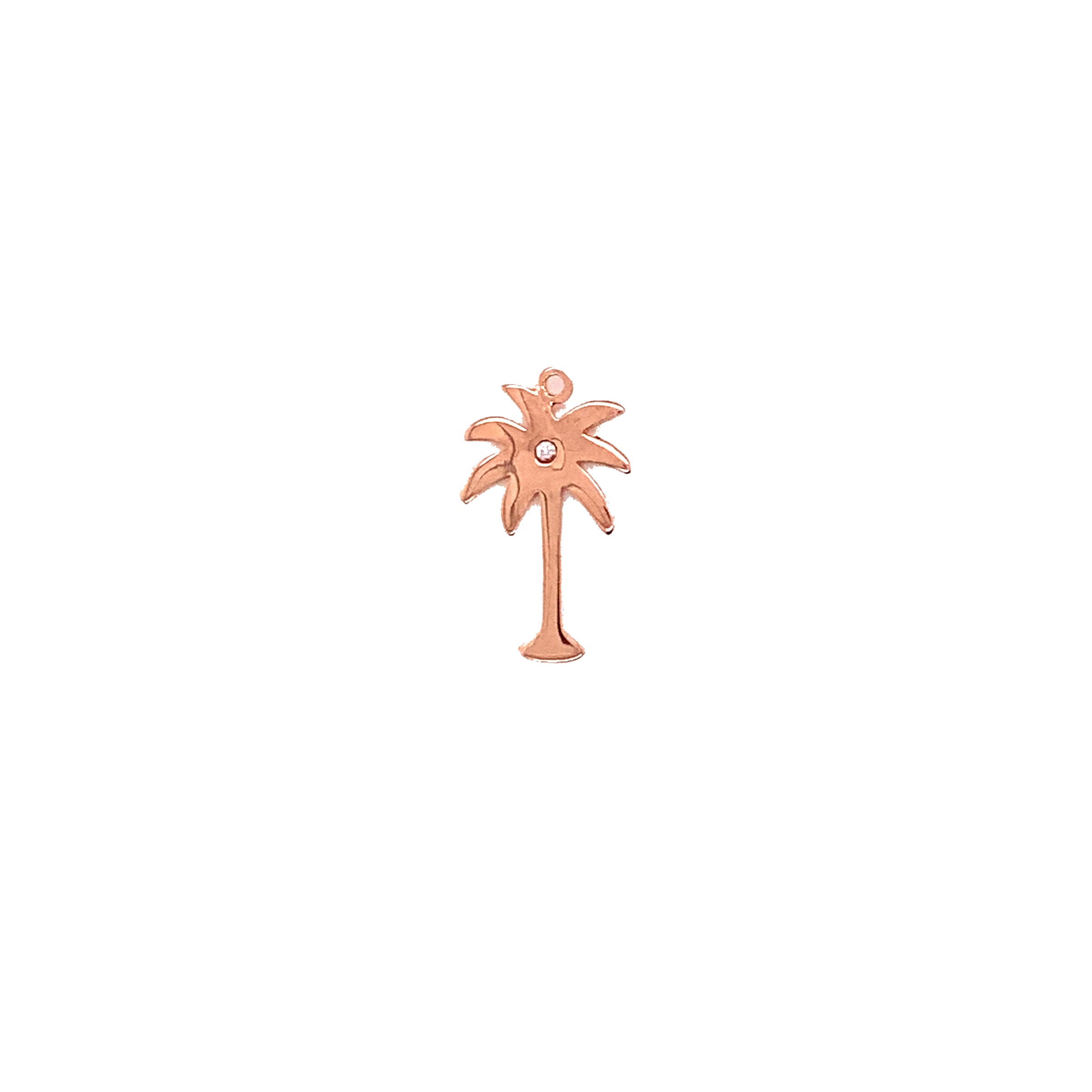 1 CZ Palm Tree Charm - Rose Gold Plated