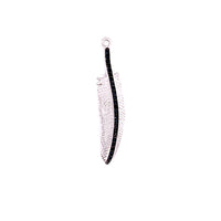 CZ Black Center Leaf  Charm - Silver