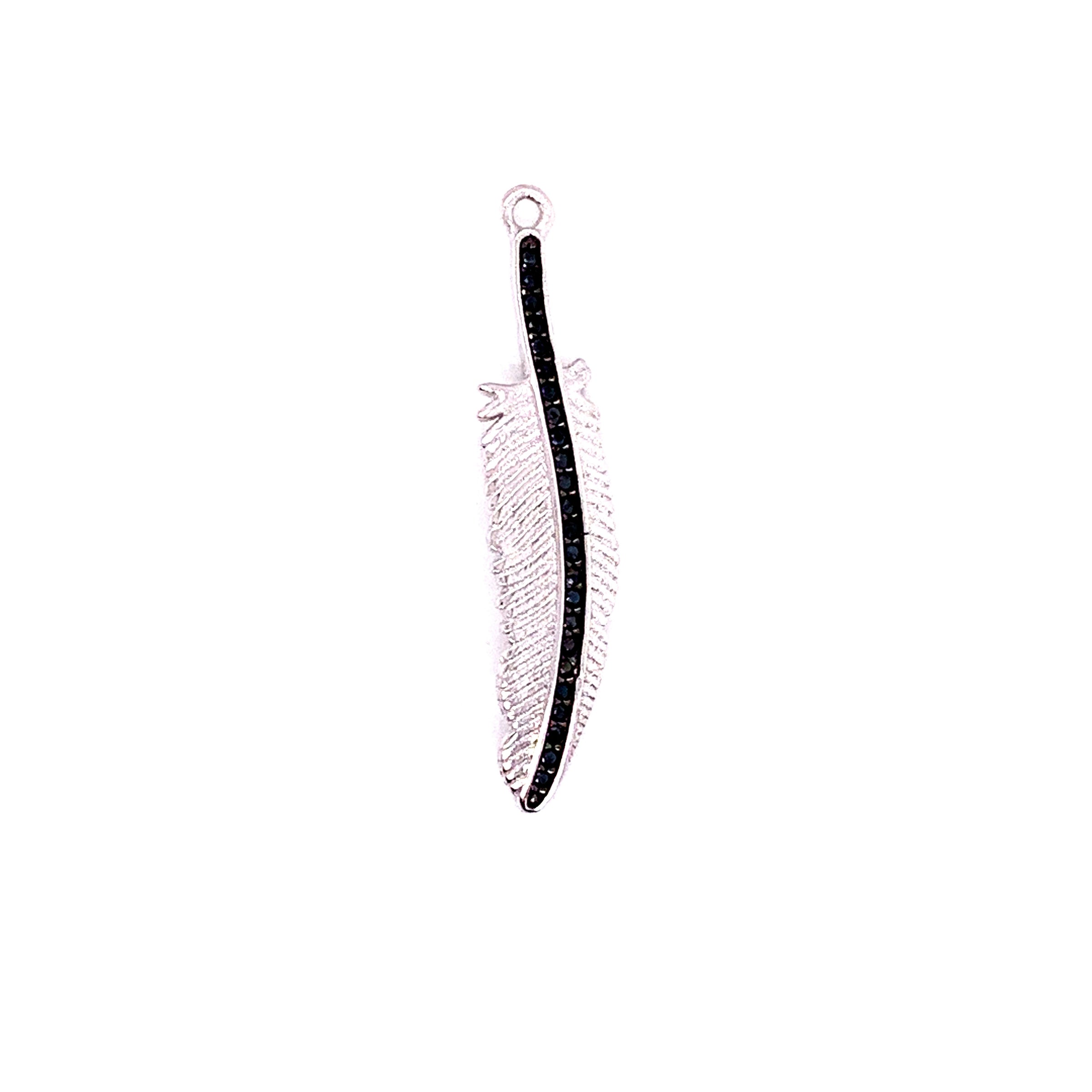 CZ Black Center Leaf  Charm - Silver