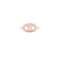 CZ Double Hole Connector - Rose Gold Plated