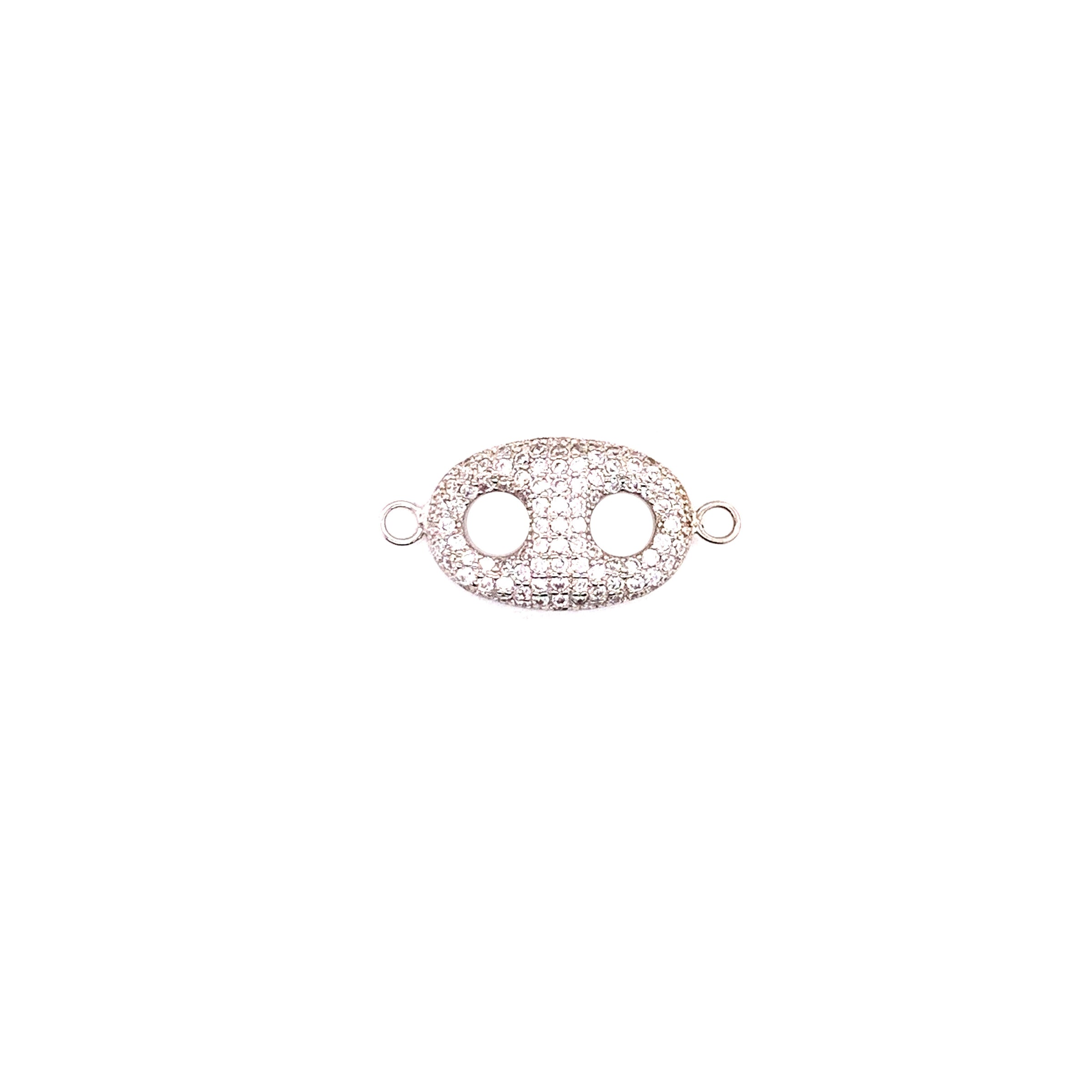 CZ Double Hole Connector - Silver
