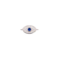 CZ 10mm Blue Center Evil Eye Connector - Silver