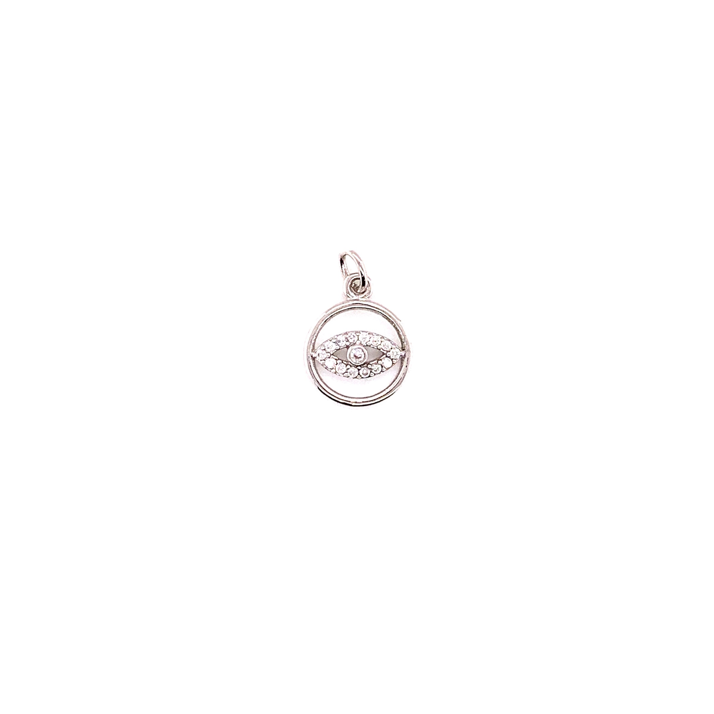 CZ Evil Eye Halo Charm - Silver