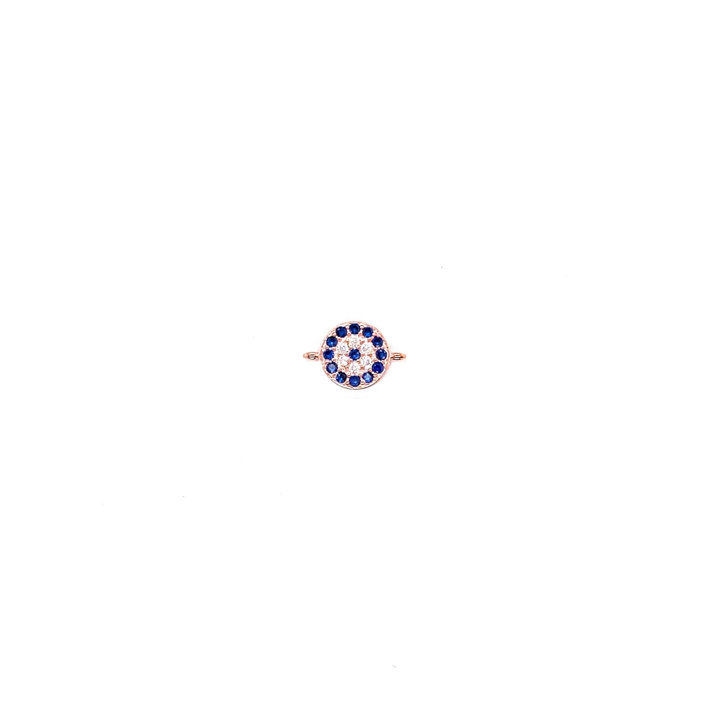 Blue CZ Circle Lucky Eye Connector - Rose Gold Plated