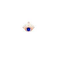 Blue CZ Center Eye With Lashes Charm -Rose Gold Plated