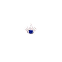 Blue CZ Center Eye With Lashes Charm - Silver
