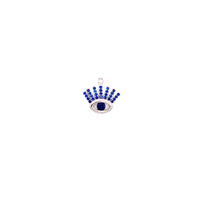 Blue CZ Center Eye With Lashes Charm - Silver