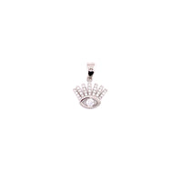 White CZ Center Eye With Lashes Charm - Silver