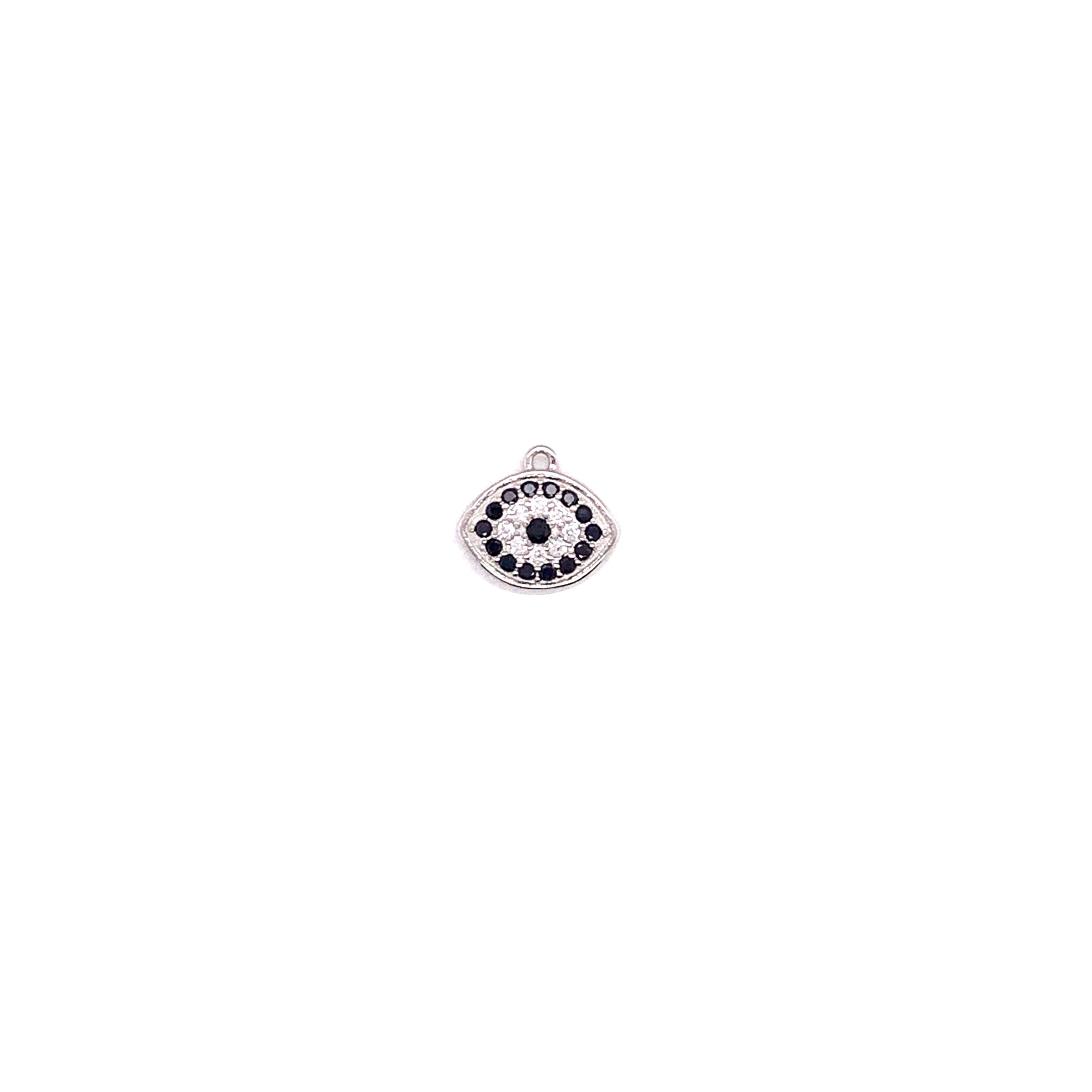 CZ Evil Eye Pendant Charm - Silver