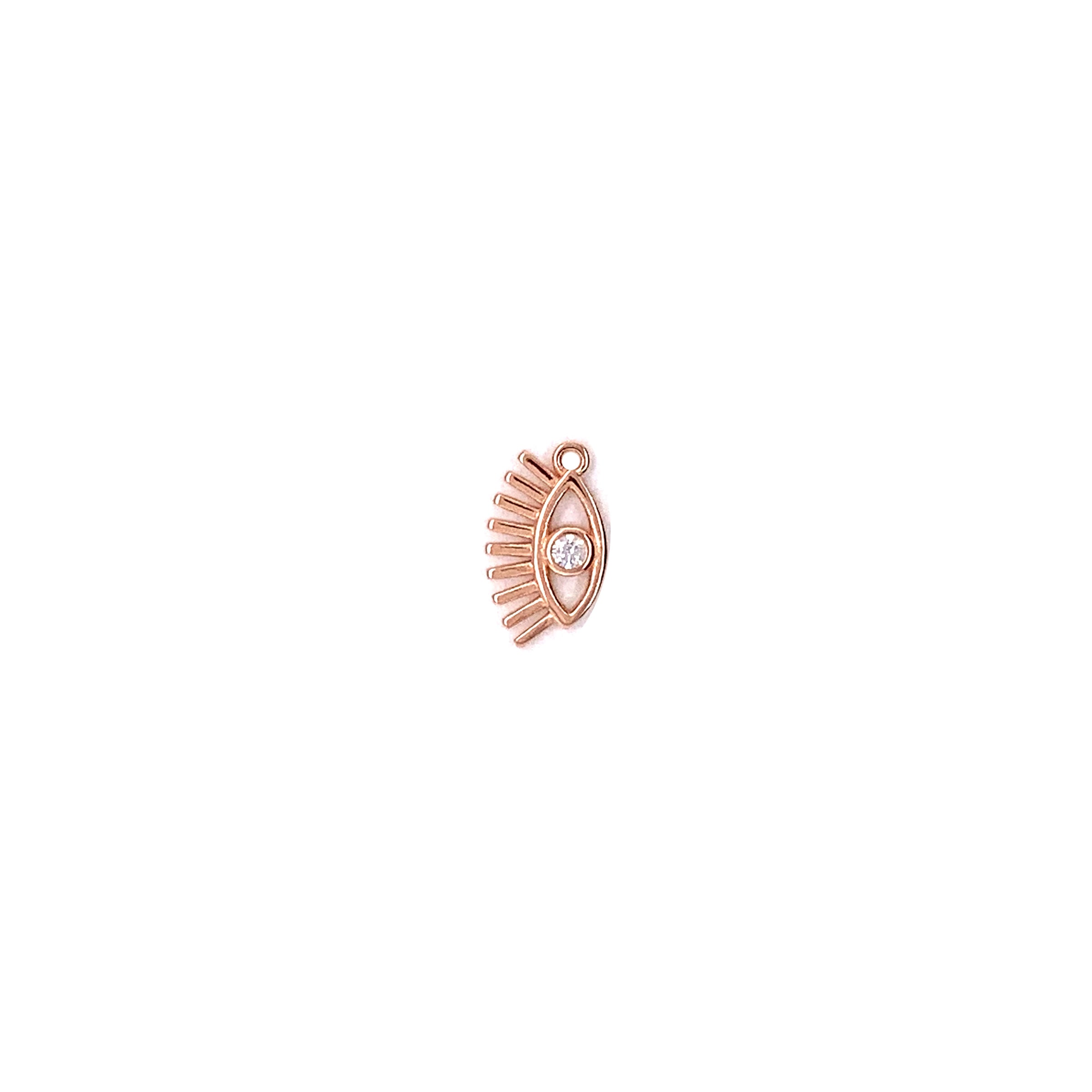 CZ Lashes Evil Eye Charm - Rose Gold Plated