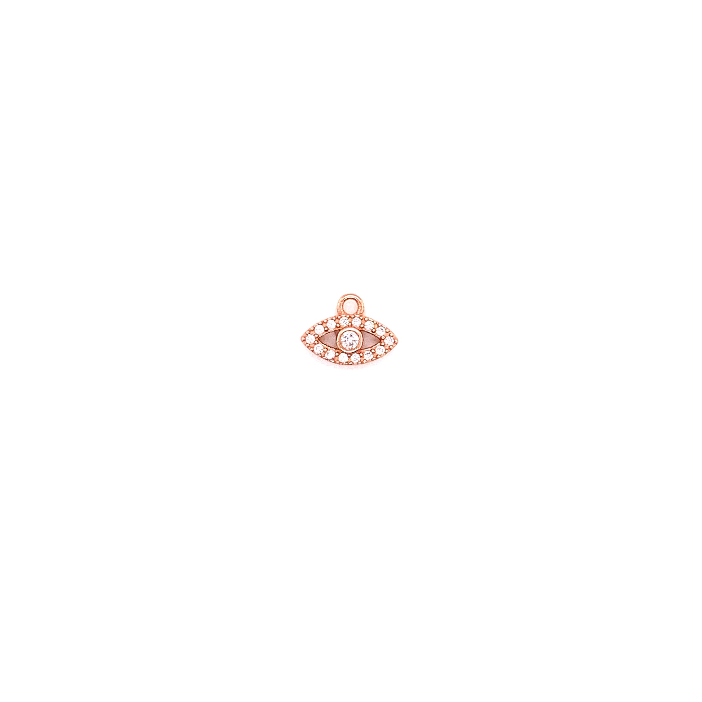CZ Evil Eye Hanging Charm - Rose Gold Plated