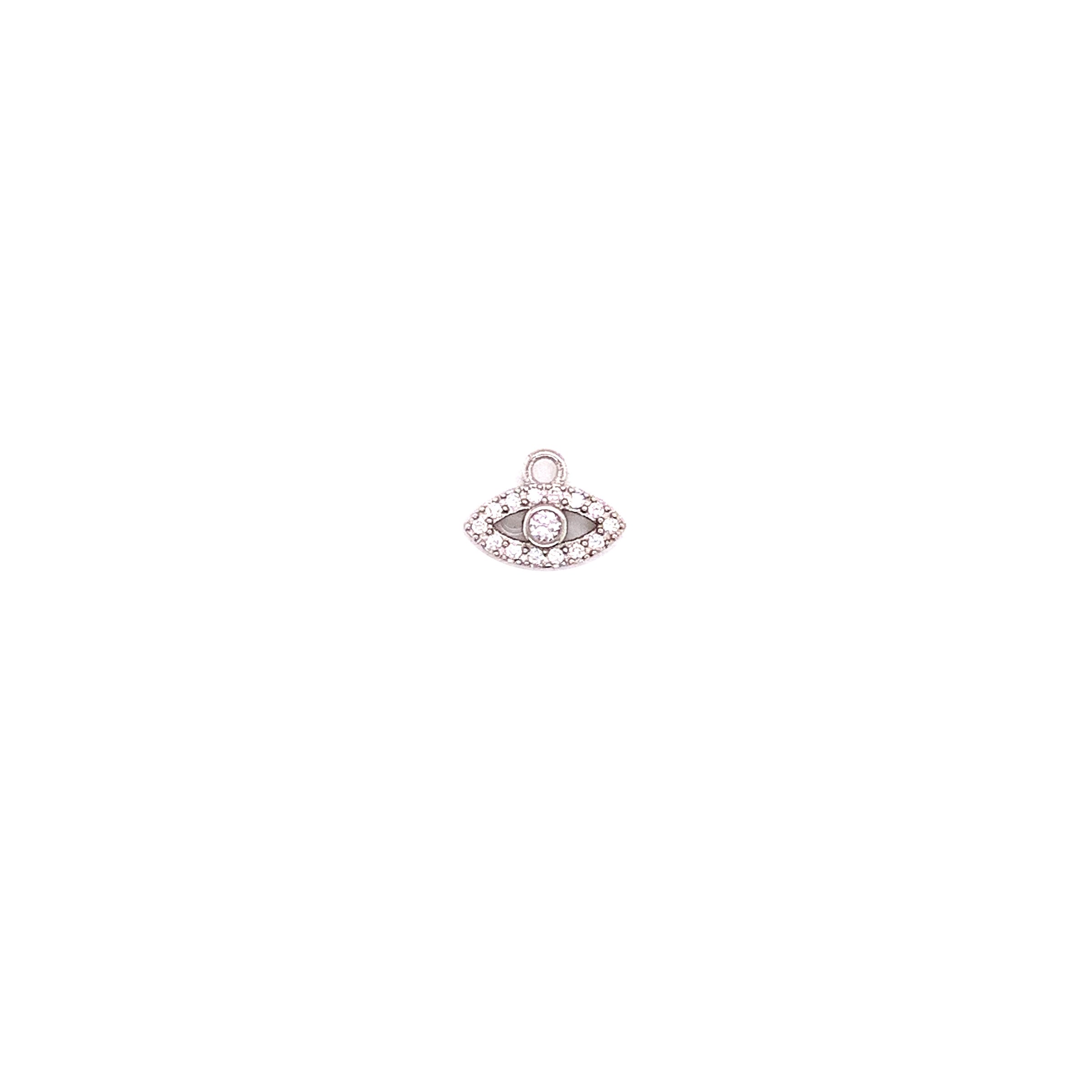 CZ Evil Eye Hanging Charm - Silver