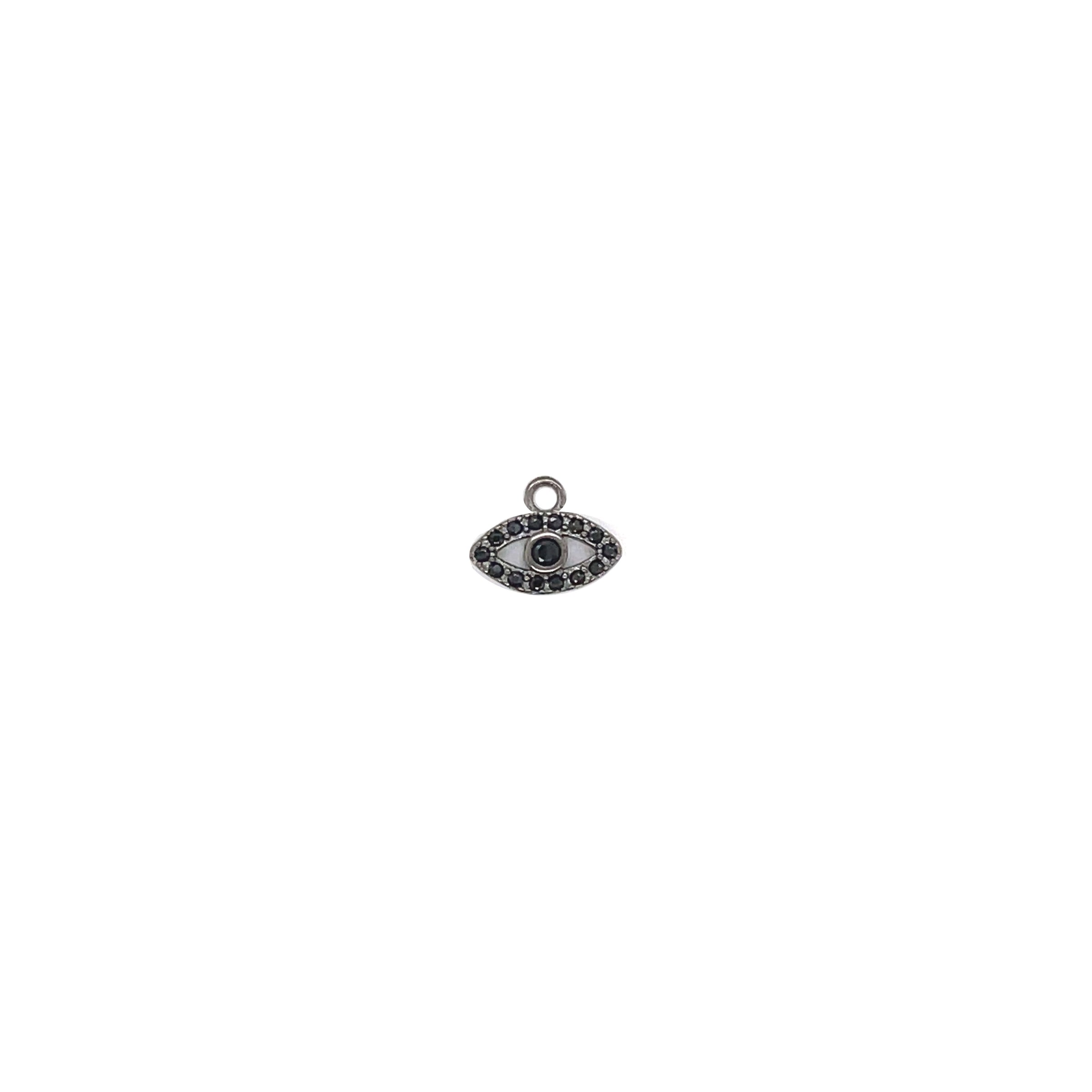 CZ Evil Eye Hanging Charm - Black Rhodium Plated