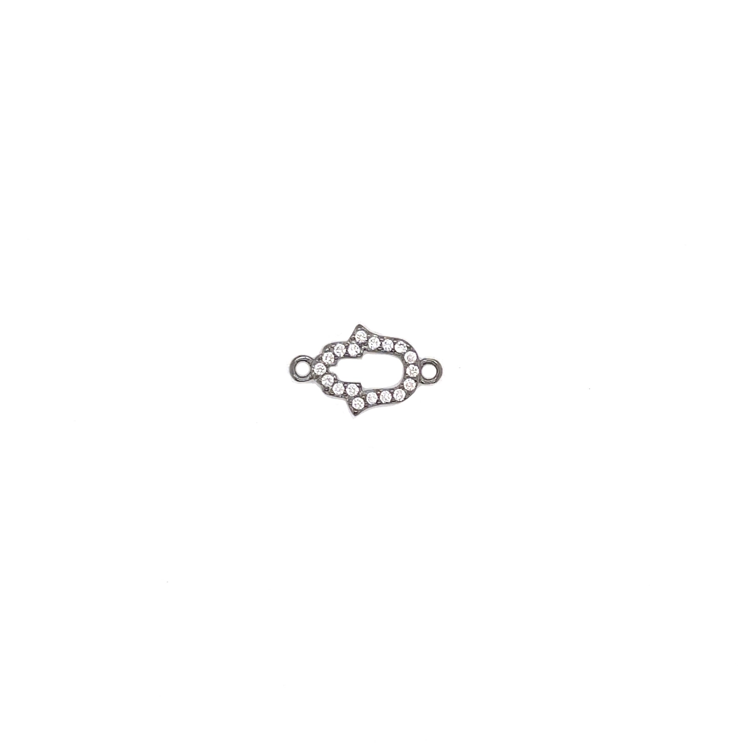 CZ Small Hamsa Connector - Black Rhodium Plated